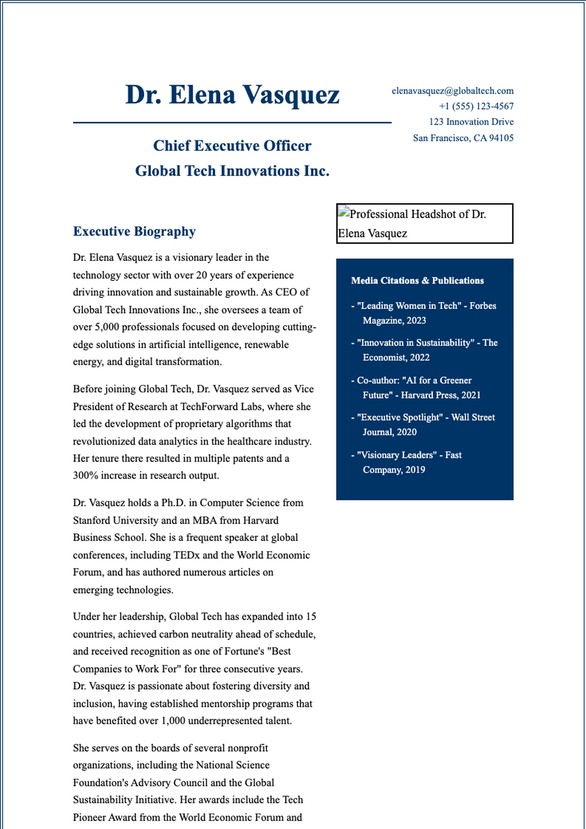Professional executive biography for financial restructuring expert with photo and media citations_variant_3